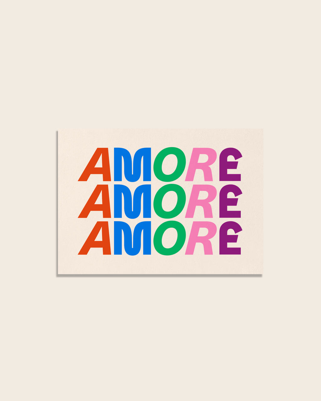 Postkarte AMORE in bunter Schrift von studio ciao