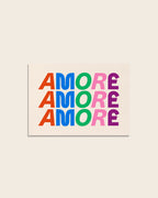 Postkarte AMORE in bunter Schrift von studio ciao