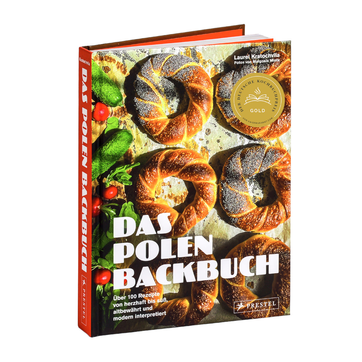Buchcover von Das Polen Backbuch mit goldbraunen Kringeln und Mohngebäck auf rustikalem Hintergrund; über 100 süße und herzhafte Rezepte, traditionell und modern interpretiert; ausgezeichnet mit dem Deutschen Kochbuchpreis in Gold