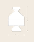 Designskizze DEVAKI schwarz von NIEVEN technische Illustration der geometrischen Holzfigur aus Esche mit konischer Form zeigt Aufbau der zweiteiligen Holzschale hergestellt in Deutschland.