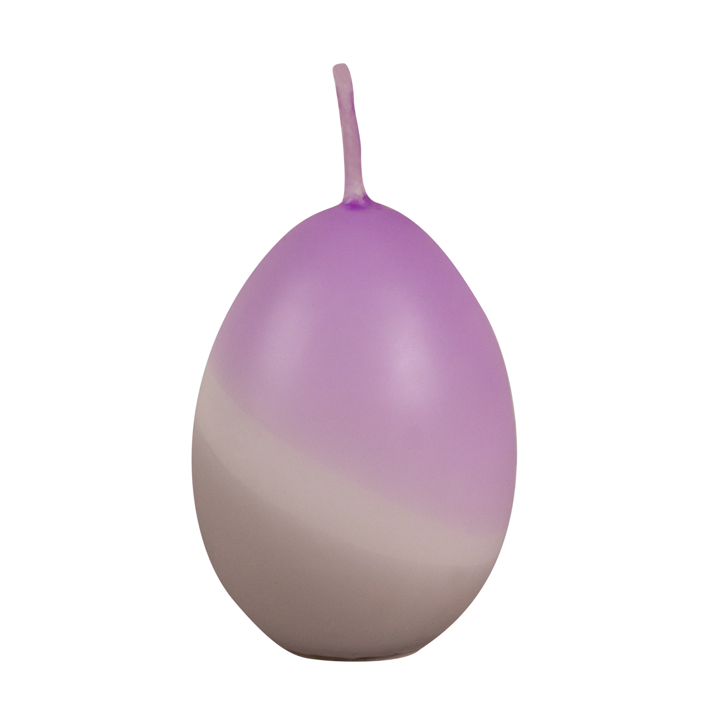 Handgetauchte Dip-Dye-Eierkerze in Violett-Grau. aus RAL-zertifiziertem Paraffin von Kerzenfarm Hahn zu Ostern