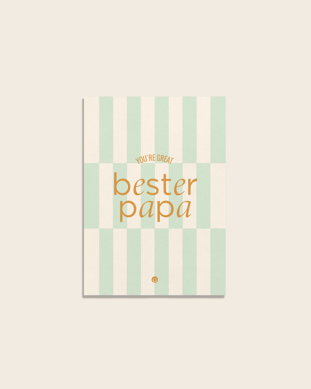 Moderne Geburtstagskarte mit grafischem Streifenmuster in Mintgrün und Beige mit Aufschrift ‚You're Great, ‚bester papa‘.