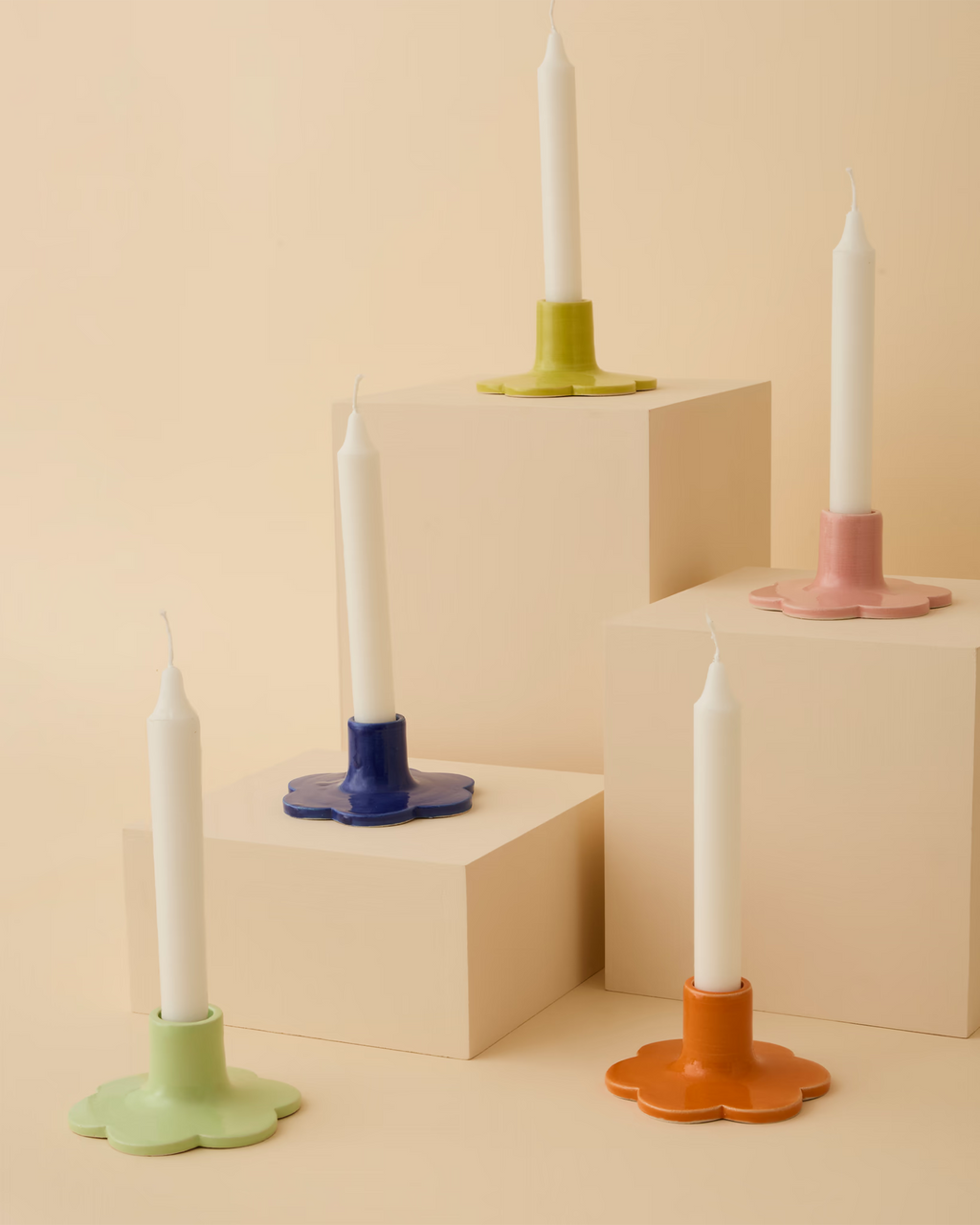 Candle Holder Flower Chartreuse