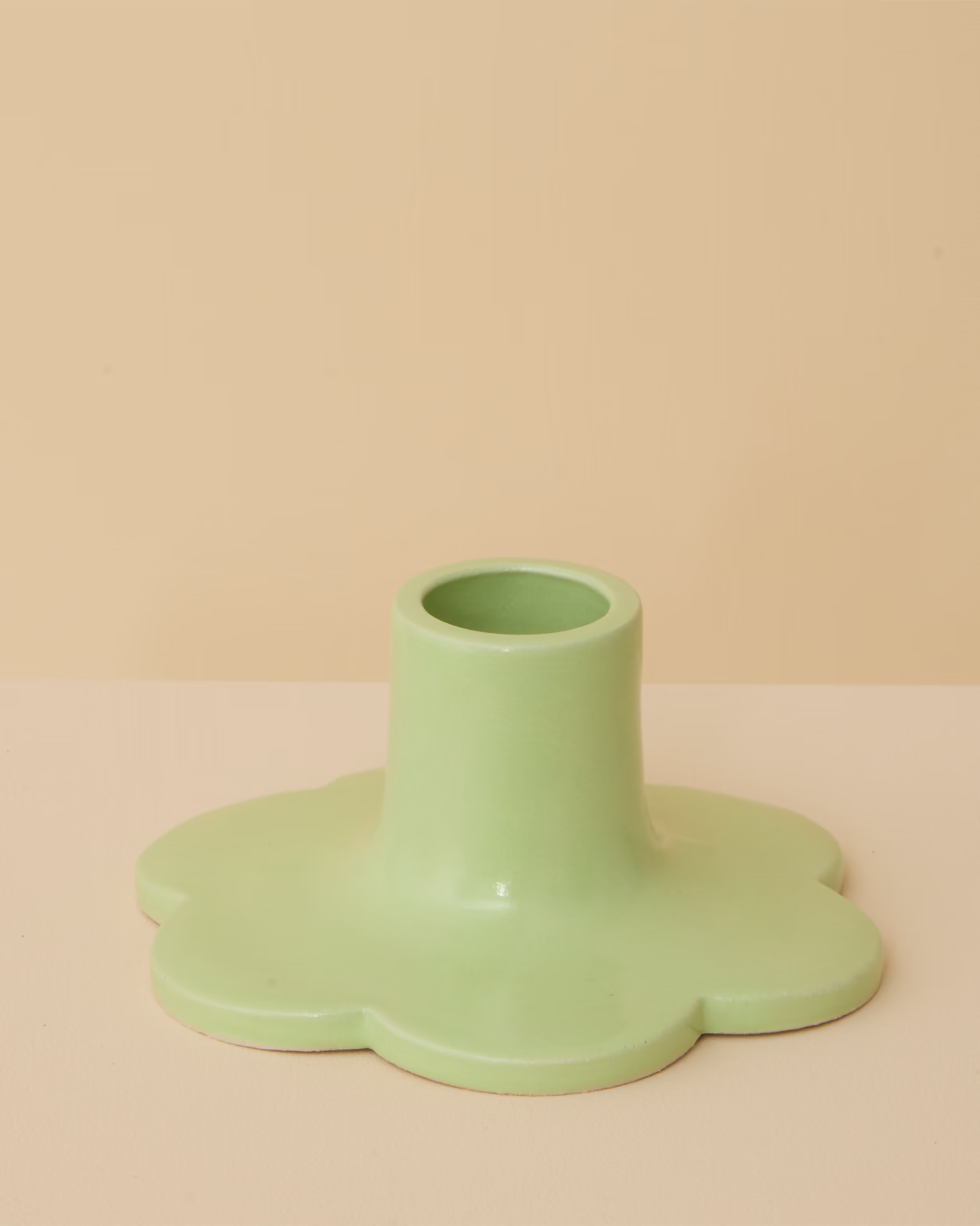 Candle Holder Flower Mint Green