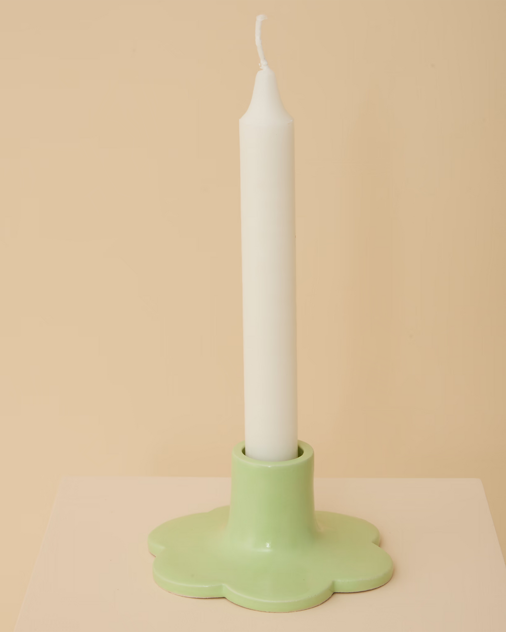 Candle Holder Flower Mint Green