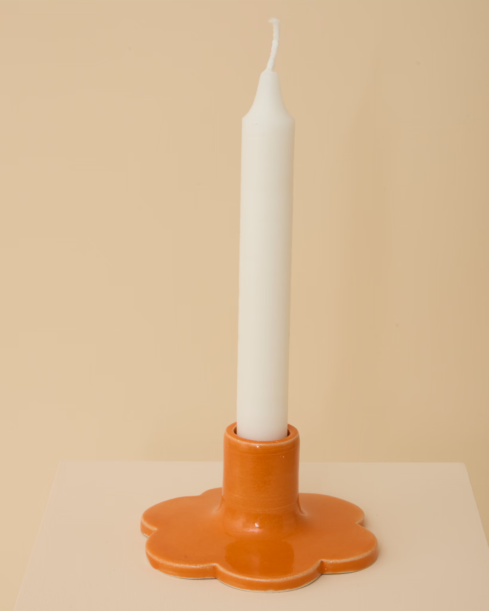 Candle Holder Flower Orange