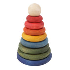 Regenbogen Stapelturm aus Holz mit zehn farbigen Scheiben in unterschiedlichen Größen, Montessori Pyramiden Steckspiel aus FSC zertifiziertem Naturholz ab 1 Jahr