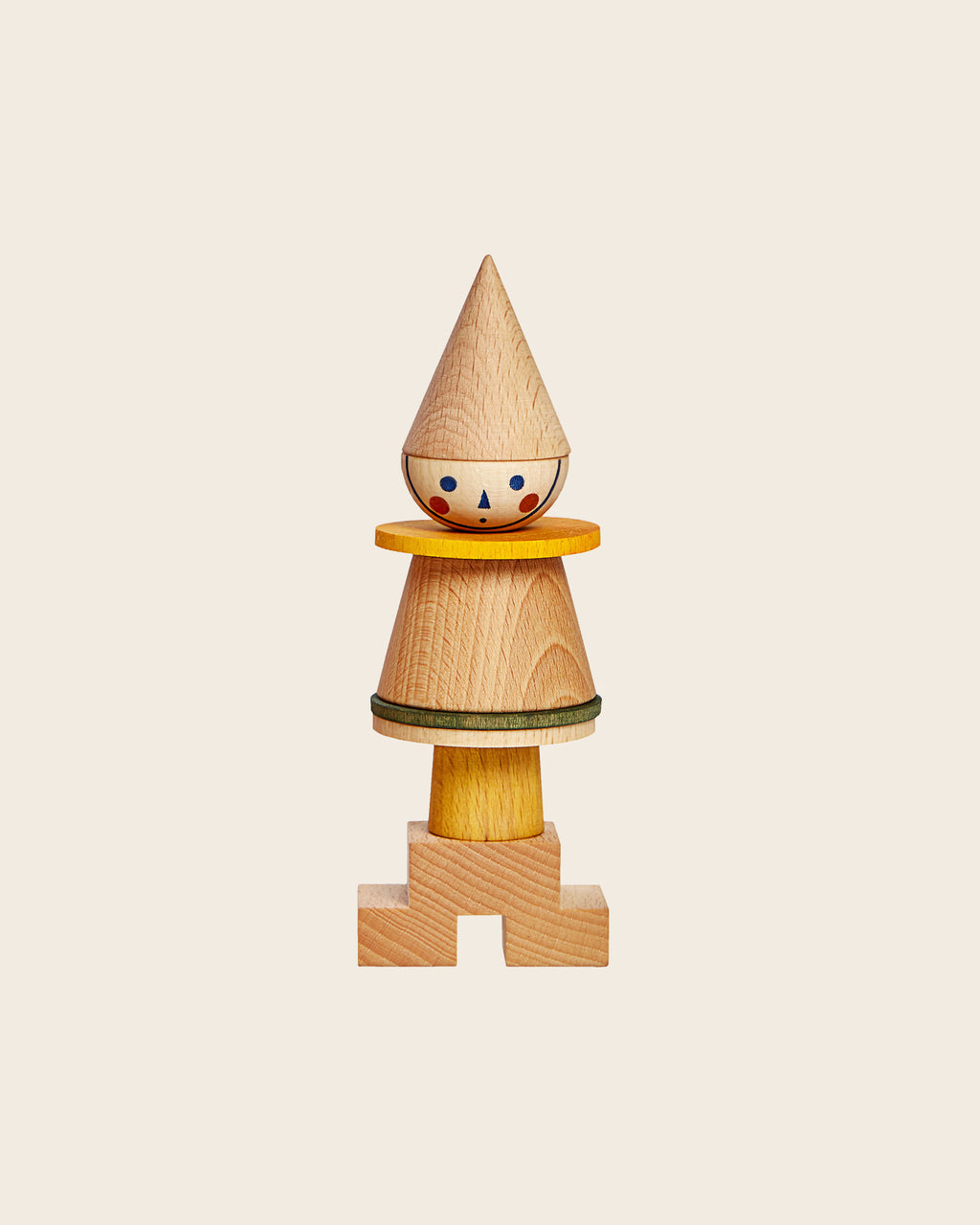 Zusammengesteckte Holzsteckfigur Gelb von Wooden Story aus FSC zertifiziertem Holz, Montessori Steckspielzeug