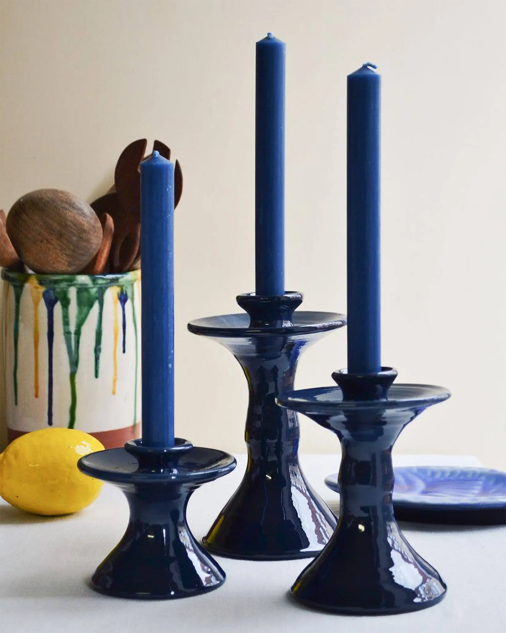 Candle Holder Azul Oscuro