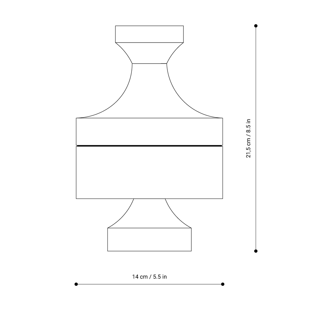 Design sketch ANUKI red by NIEVEN. Technical illustration of the abstract ash wood figure with an organic shape showing the structure of the two-piece wooden bowl made in Germany.