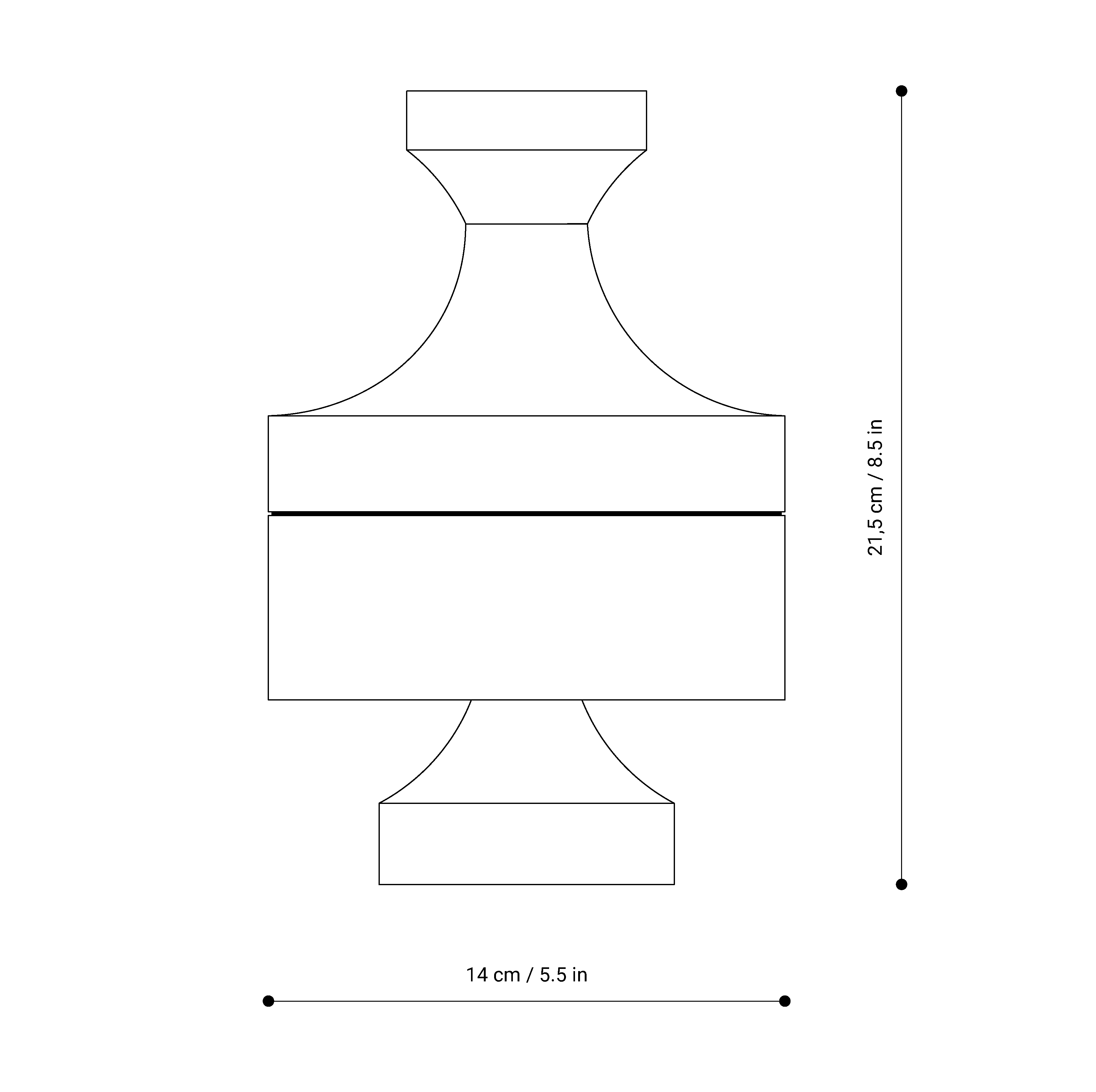 Design sketch ANUKI red by NIEVEN. Technical illustration of the abstract ash wood figure with an organic shape showing the structure of the two-piece wooden bowl made in Germany.