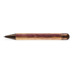 Twist ballpoint pen Barrique by e+m made of genuine barrique oak wood with copper and chrome elements. Handcrafted pen made from wine barrel wood with black refill exclusive writing instrument made in Germany.