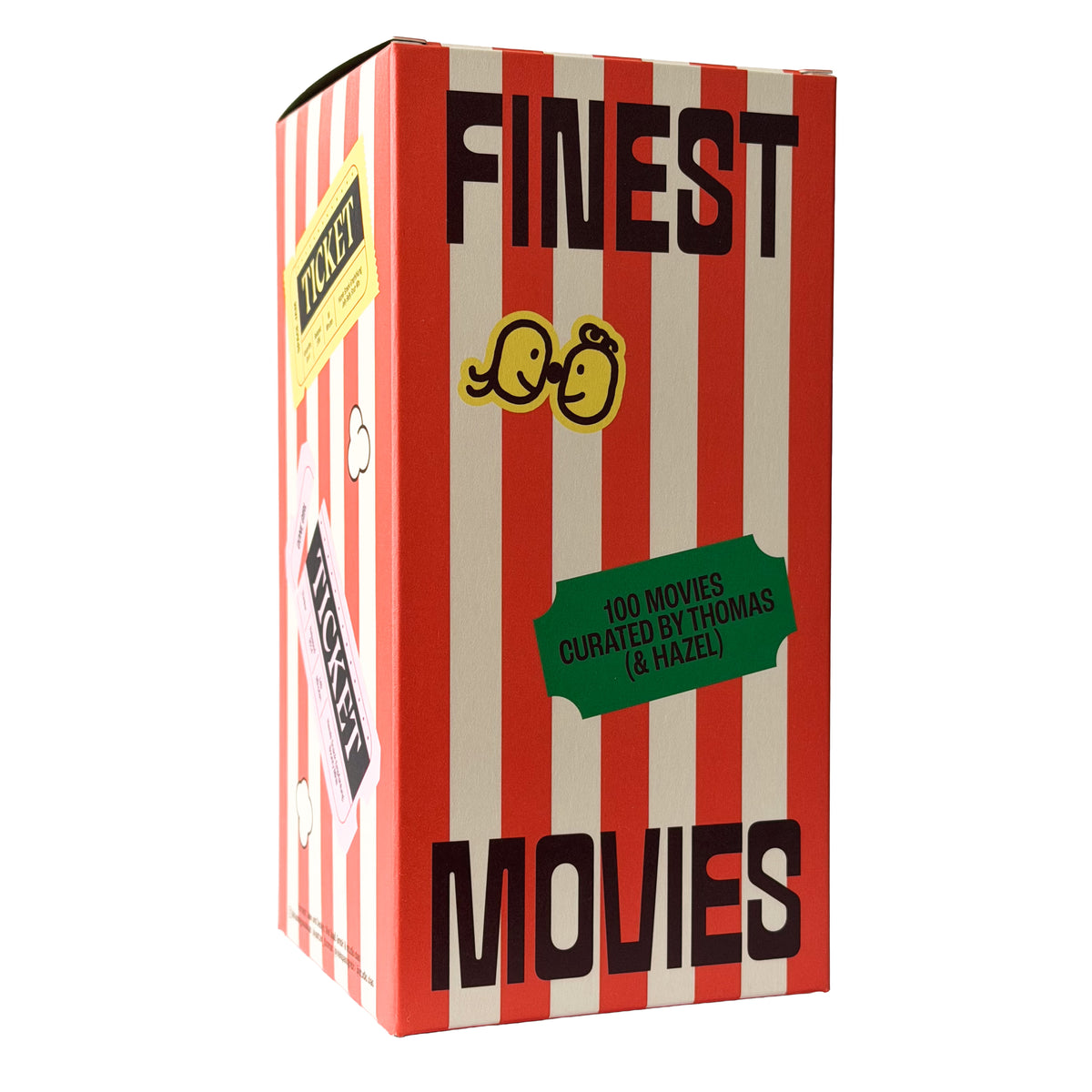 Finest Movies Box von Hazel Brugger, Thomas Spitzer und studio ciao. Popcorntüte mit 100 Filmempfehlungen und dazugehörigen Snackempfehlungen.